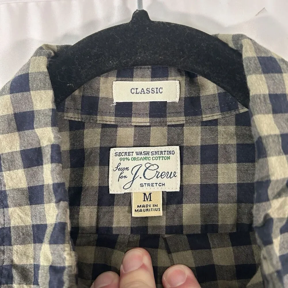 J. Crew Shirt Men's Medium Blue Plaid Button Up Long Sleeve Classic Cotton